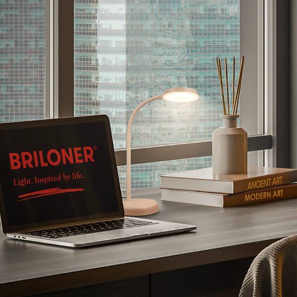 Briloner Lampa stołowa Megg, możliwość ściemniania, kremowy / amber, salon / jadalnia, metal, nowoczesny