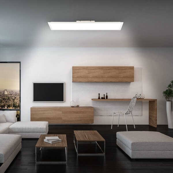 Briloner Panel LED Simple 100 x 25 cm, biały, ultra płaski, IP44, 4000 K, biały / opal, biuro, metal