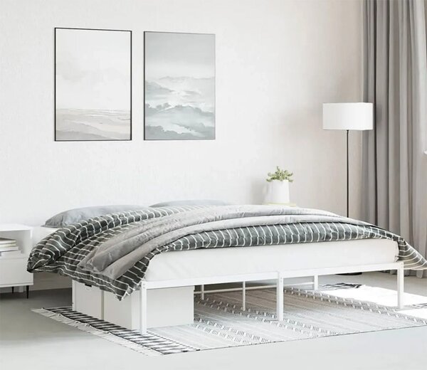 Białe minimalistyczne łóżko metalowe 200x200 cm B0-A40