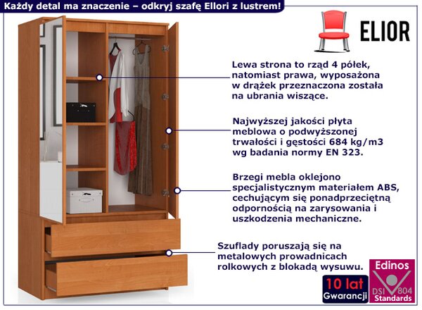 Szafa klasyczna olcha z lustrem R0-H81