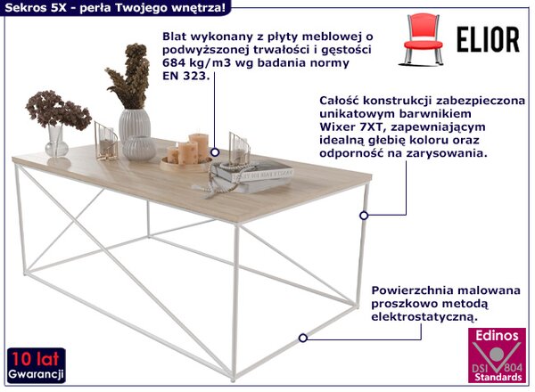 Nowoczesny stolik kawowy biały + dąb sonoma G2-D39