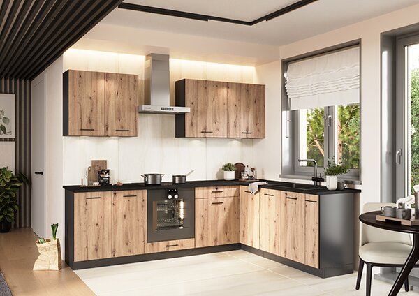 Szafka kuchenna wisząca 80 cm grafit + dąb artisan F8-S47