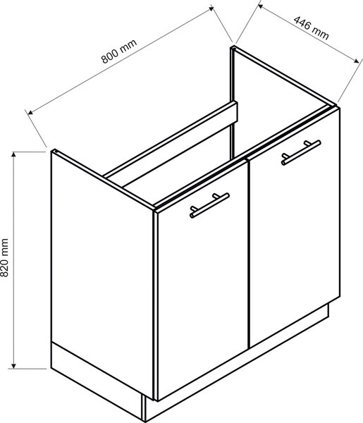 Szafka Pod Zabudowę Zlewu 80 Cm Grafit E4-Z12
