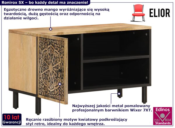 Szafka RTV z drewna mango z drzwiczkami E9-F88