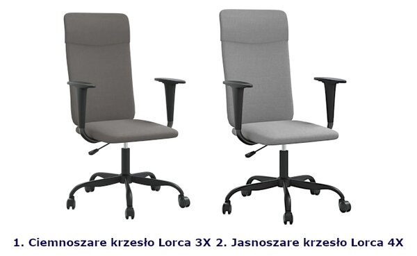 Jasnoszare krzesło biurowe z regulowaną wysokością N9-K71