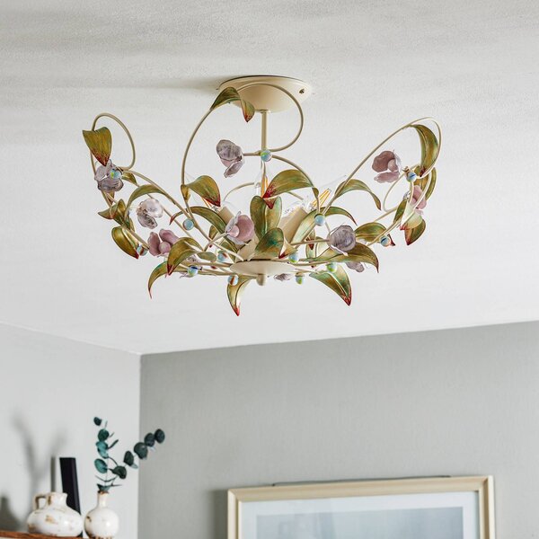 Lampa sufitowa Rose jako żyrandol, 5-punktowa Luminex, możliwość ściemniania, multikolor, salon / jadalnia, metal, florentyński