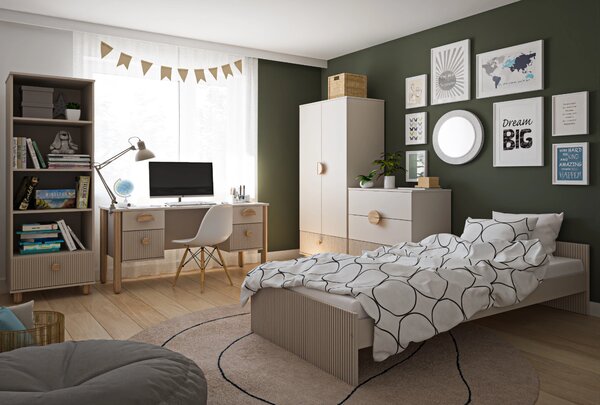 Zestaw mebli młodzieżowych Cozy LOFT Young biały - Łóżko 160x80, szafa, regał, komoda, biurko