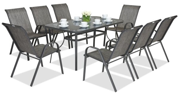 Zestaw mebli metalowych do ogrodu Modena Szary dla 8 osób Garden Point
