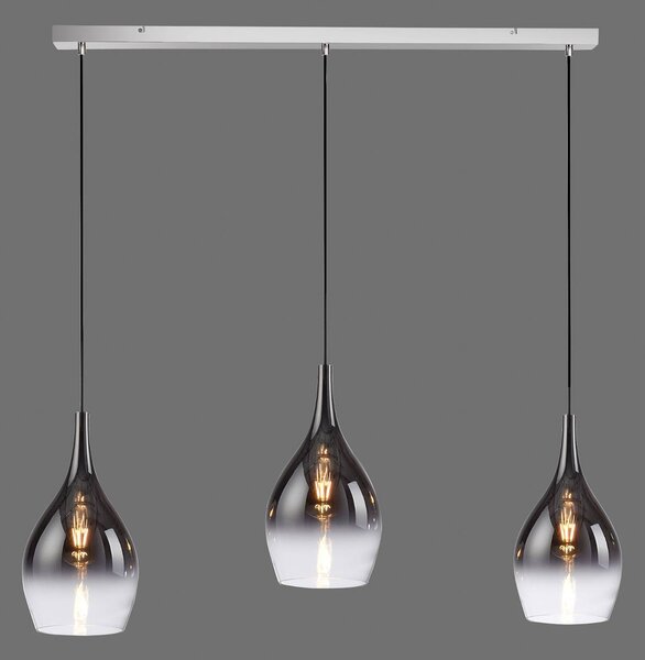 Paul Neuhaus Lampa wisząca Pilua, możliwość ściemniania, aluminiowy / szary / cynkowy, salon / jadalnia, szkło, nowoczesny