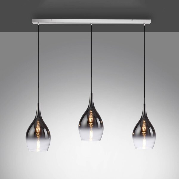 Paul Neuhaus Lampa wisząca Pilua, możliwość ściemniania, aluminiowy / szary / cynkowy, salon / jadalnia, szkło, nowoczesny
