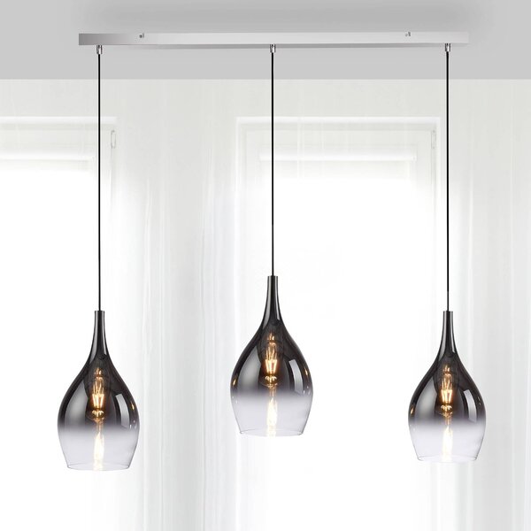 Paul Neuhaus Lampa wisząca Pilua, możliwość ściemniania, aluminiowy / szary / cynkowy, salon / jadalnia, szkło, nowoczesny