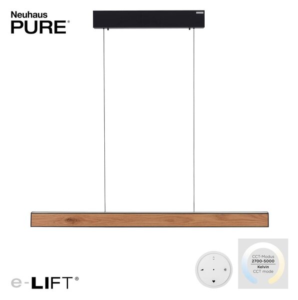 PURE Lampa wisząca E-Motion, możliwość ściemniania, jasne drewno, salon / jadalnia, aluminium, nowoczesny