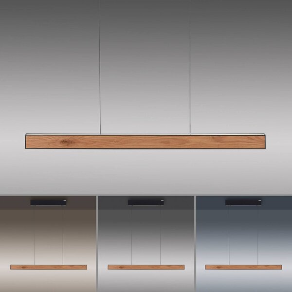 PURE Lampa wisząca E-Motion, możliwość ściemniania, jasne drewno, salon / jadalnia, aluminium, nowoczesny