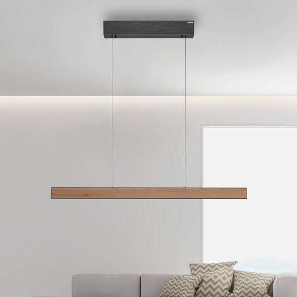 PURE Lampa wisząca E-Motion, możliwość ściemniania, jasne drewno, salon / jadalnia, aluminium, nowoczesny
