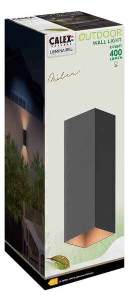 Calex Kinkiet zewnętrzny LED Rectangle, czarny, aluminium, nowoczesny