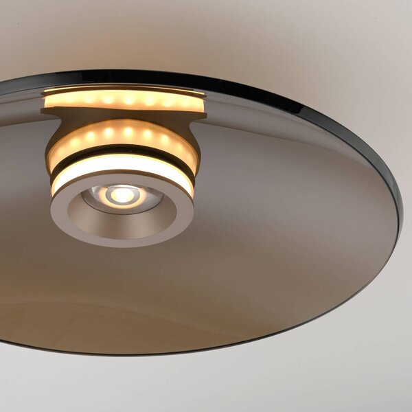 PURE Lampa sufitowa LED Moon, możliwość ściemniania, brązowy / mosiężny, salon / jadalnia, szkło, nowoczesny