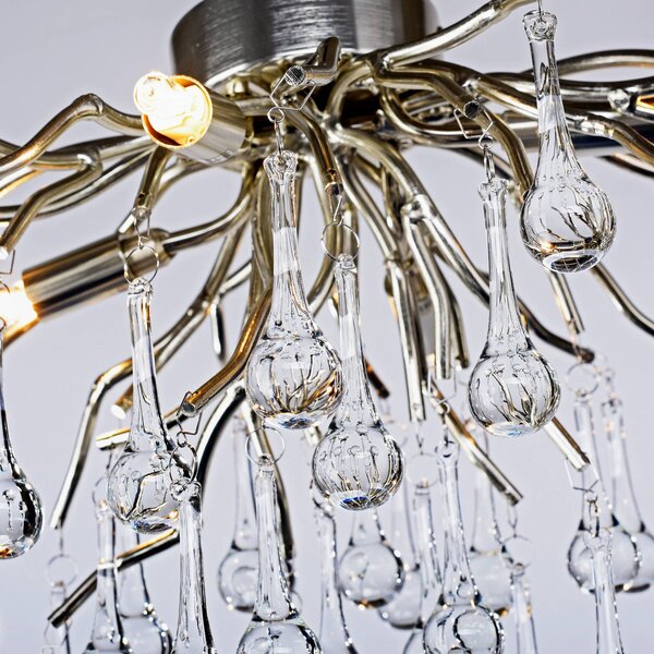Paul Neuhaus Lampa sufitowa Icicle, aluminiowy / szary / cynkowy, salon / jadalnia, szkło
