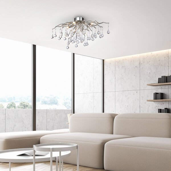 Paul Neuhaus Lampa sufitowa Icicle, aluminiowy / szary / cynkowy, salon / jadalnia, szkło