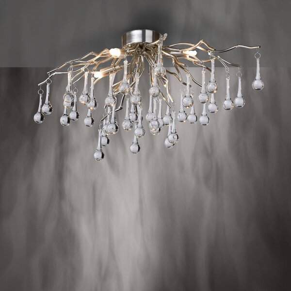 Paul Neuhaus Lampa sufitowa Icicle, aluminiowy / szary / cynkowy, salon / jadalnia, szkło