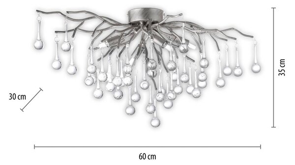 Paul Neuhaus Lampa sufitowa Icicle, aluminiowy / szary / cynkowy, salon / jadalnia, szkło