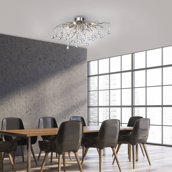 Paul Neuhaus Lampa sufitowa Icicle, aluminiowy / szary / cynkowy, salon / jadalnia, szkło