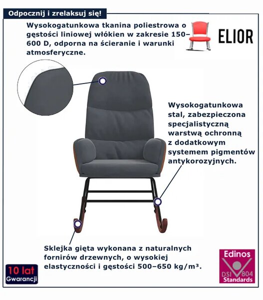 Ciemnoszary tapicerowany fotel bujany S5-K50