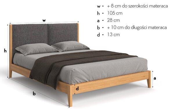 Łóżko tapicerowane Vena 160×200 cm, dąb, lakier mat, Storm 97 – Outlet Dąb 160x200 cm Lakier matowy STORM 97 Danzz
