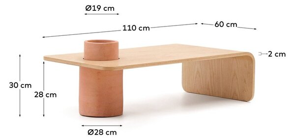 Okrągły stolik w dekorze dębu w naturalnym kolorze 60x110 cm Olaria – Kave Home