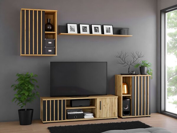 Stojąca szafka RTV z drzwiczkami i lamelami w stylu loft G0-H23