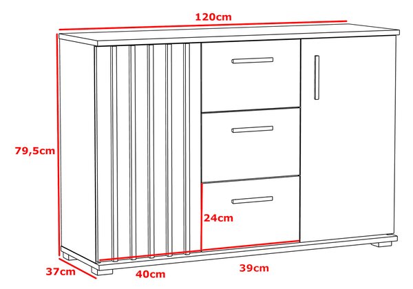 Komoda z lamelami 120 cm M3-D31