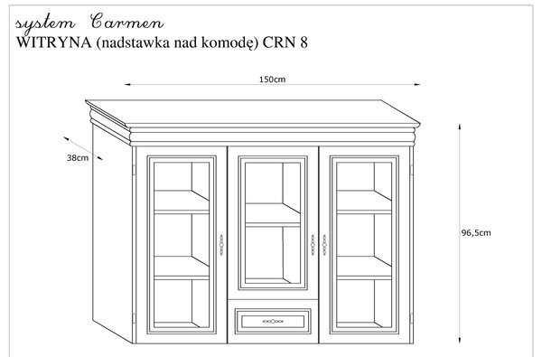 Witryna (nadstawka nad komodę) CRN-8 Dąb stuletni