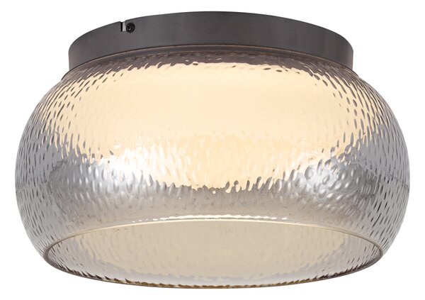 Lampa sufitowa Art Deco grafitowa z przydymionym szkłem i 3-stopniowo ściemnialnym LED - Thimble