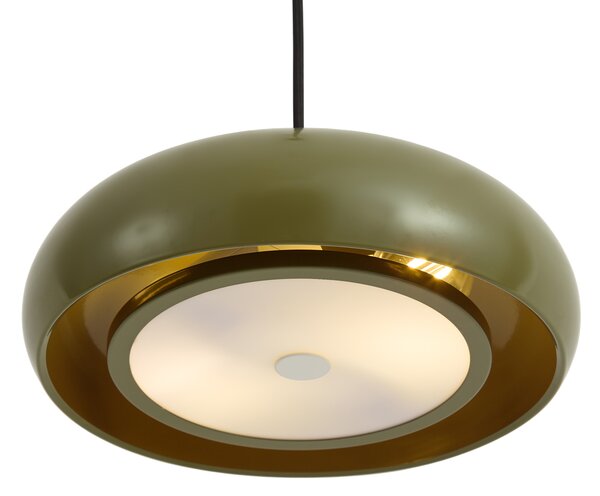Lampa wisząca retro zielona z metalowym kloszem 2-punktowa - Macaron