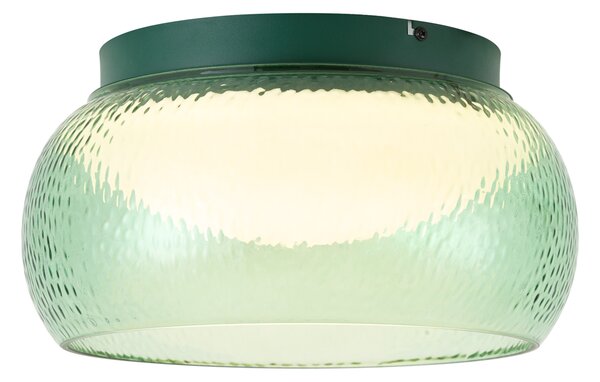 Lampa sufitowa Art Deco zielona ze szkłem z wbudowanym LED z 3-stopniowym ściemnianiem - Thimble
