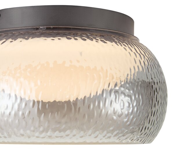 Lampa sufitowa Art Deco grafitowa z przydymionym szkłem i 3-stopniowo ściemnialnym LED - Thimble