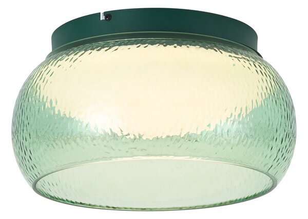 Lampa sufitowa Art Deco zielona ze szkłem z wbudowanym LED z 3-stopniowym ściemnianiem - Thimble