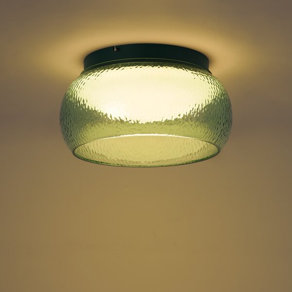 Lampa sufitowa Art Deco zielona ze szkłem z wbudowanym LED z 3-stopniowym ściemnianiem - Thimble