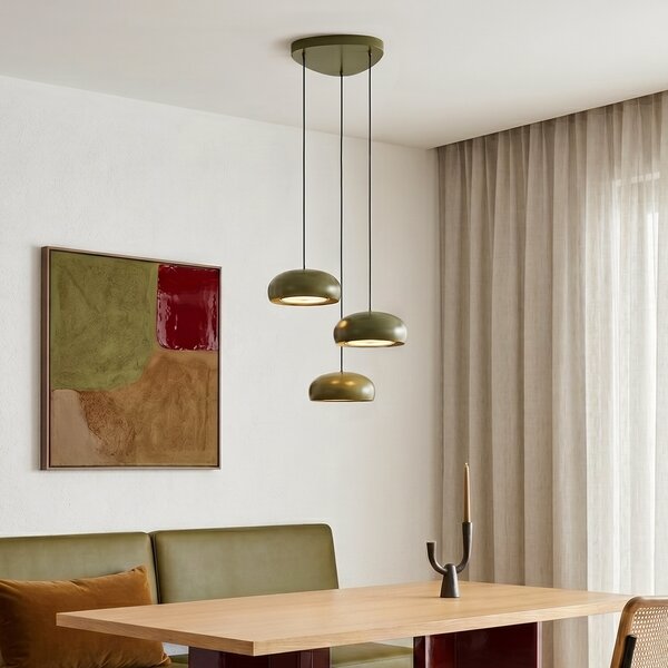 Retro Zielona Lampa Wisząca z Metalowymi Kloszami 6-punktowa - Macaron
