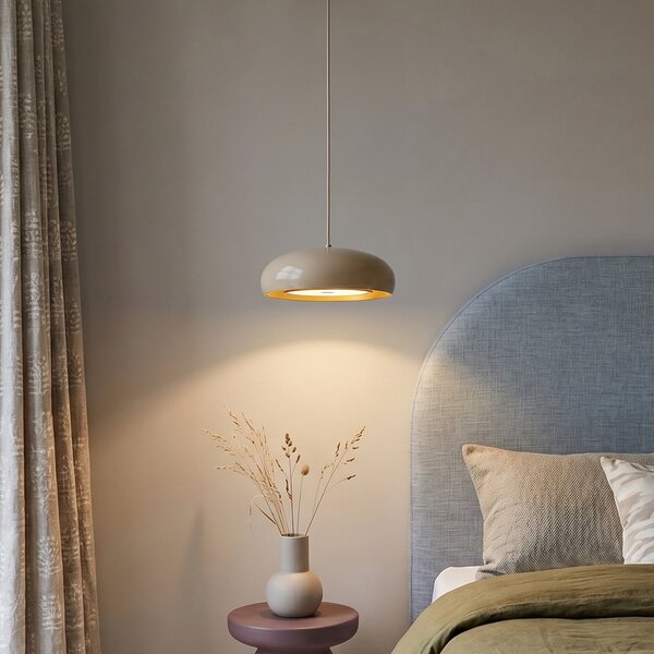 Lampa wisząca retro taupe z metalowym kloszem 2-punktowa - Macaron