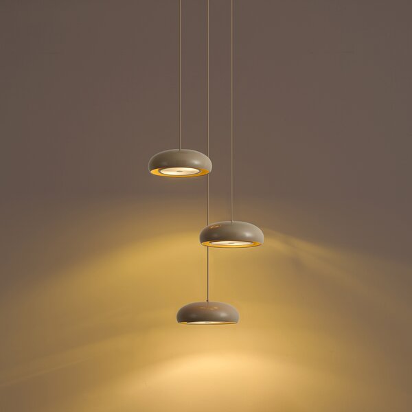 Lampa wisząca retro taupe z metalowym kloszem 6-punktowa - Macaron