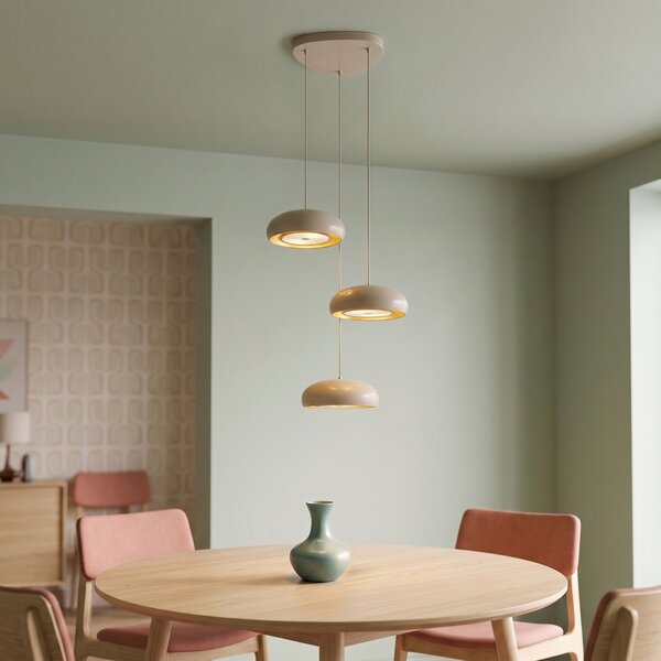 Lampa wisząca retro taupe z metalowym kloszem 6-punktowa - Macaron