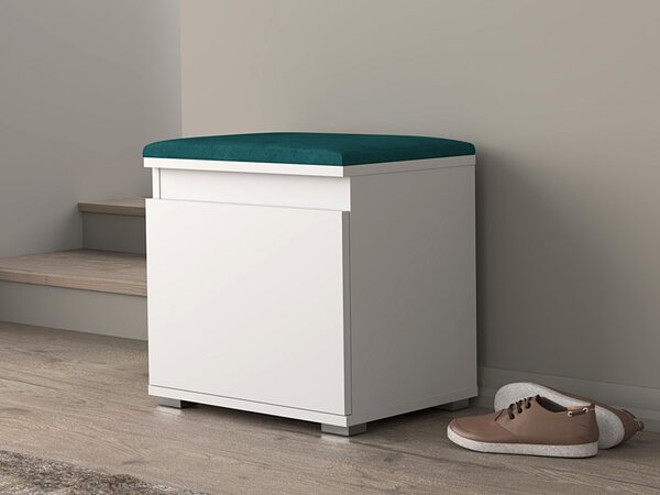 Minimalistyczna szafka na buty z siedziskiem biały + zielony G2-D00