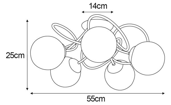 Pięcioramienna nowoczesna lampa sufitowa - 5X A207 C4-D79