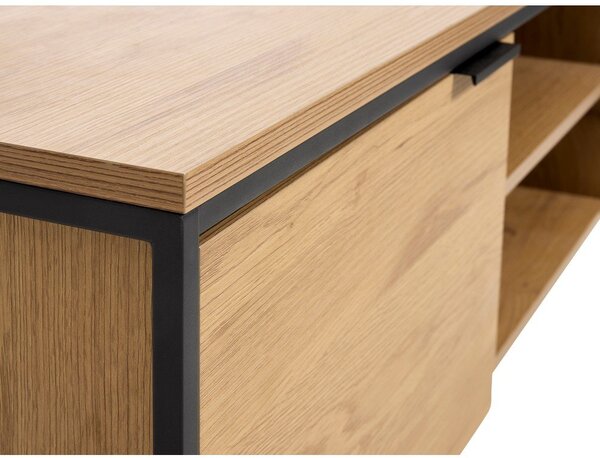 Szafka pod TV w dekorze dębu w naturalnym kolorze 155x55x45 cm Cesura – Unique Furniture