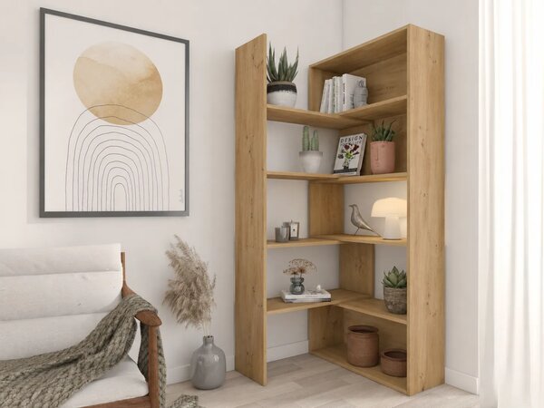 Narożny designerski regał otwarty dąb artisan N1-M87