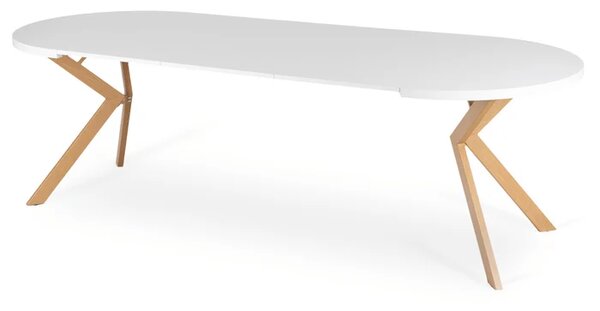 Stół Okrągły Rozkładany LUKAS 100-250 cm Biały/Dąb Skandynawski