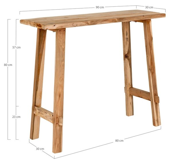 Konsola z litego drewna tekowego 30x90 cm Girona – House Nordic