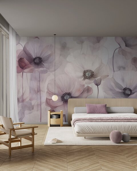 Fototapety Jasnoróżowe i białe maki o delikatnych płatkach, Fototapety Kwiaty, w10029v1 : Uwalls.pl