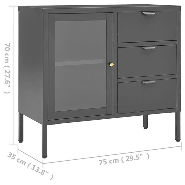 Antracytowa stalowa komoda na nóżkach E1-R12