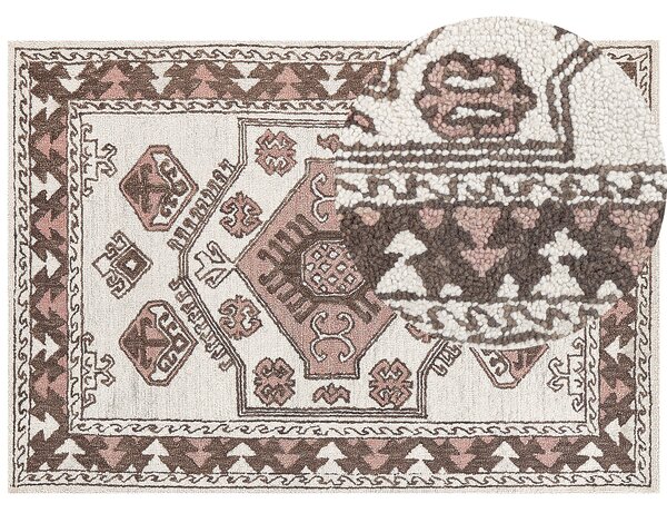 Retro dywan wełniany tkany 160 x 230 cm wzór orientalny wielokolorowy Tomarza Beliani